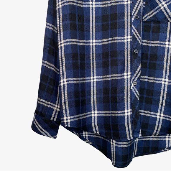 Rails Hunter Plaid Button Up Long Sleeve Shirt - Blue/White - Size S - Picture 6 of 7
